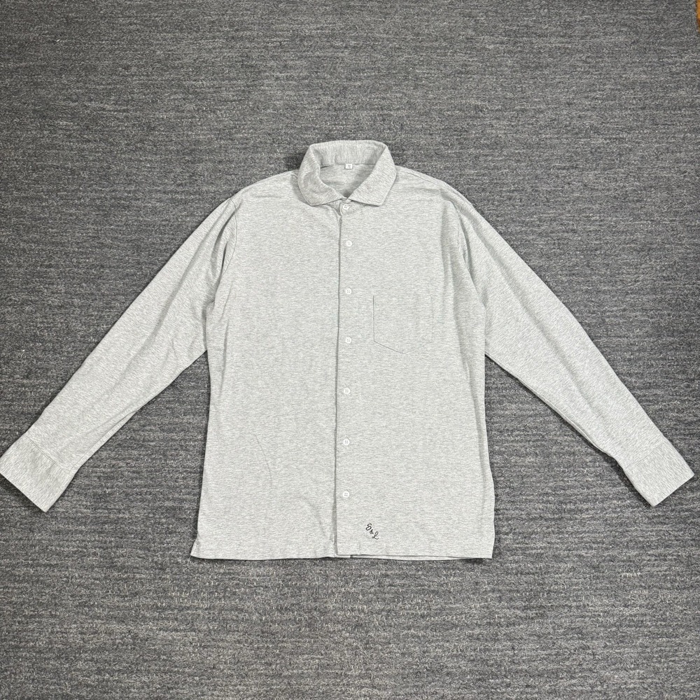 State And Liberty Shirt Mens Medium Gray Athletic Fit Stretch Long Sleeve Work